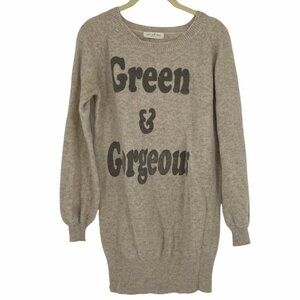 New York Story tan “Green and Gorgeous” sweater